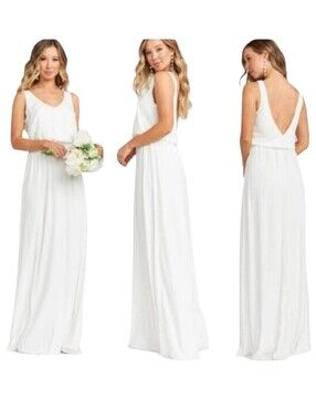 Show Me Your Mumu XXS Maxi Dress Solid White Long Length Extra Extra Small